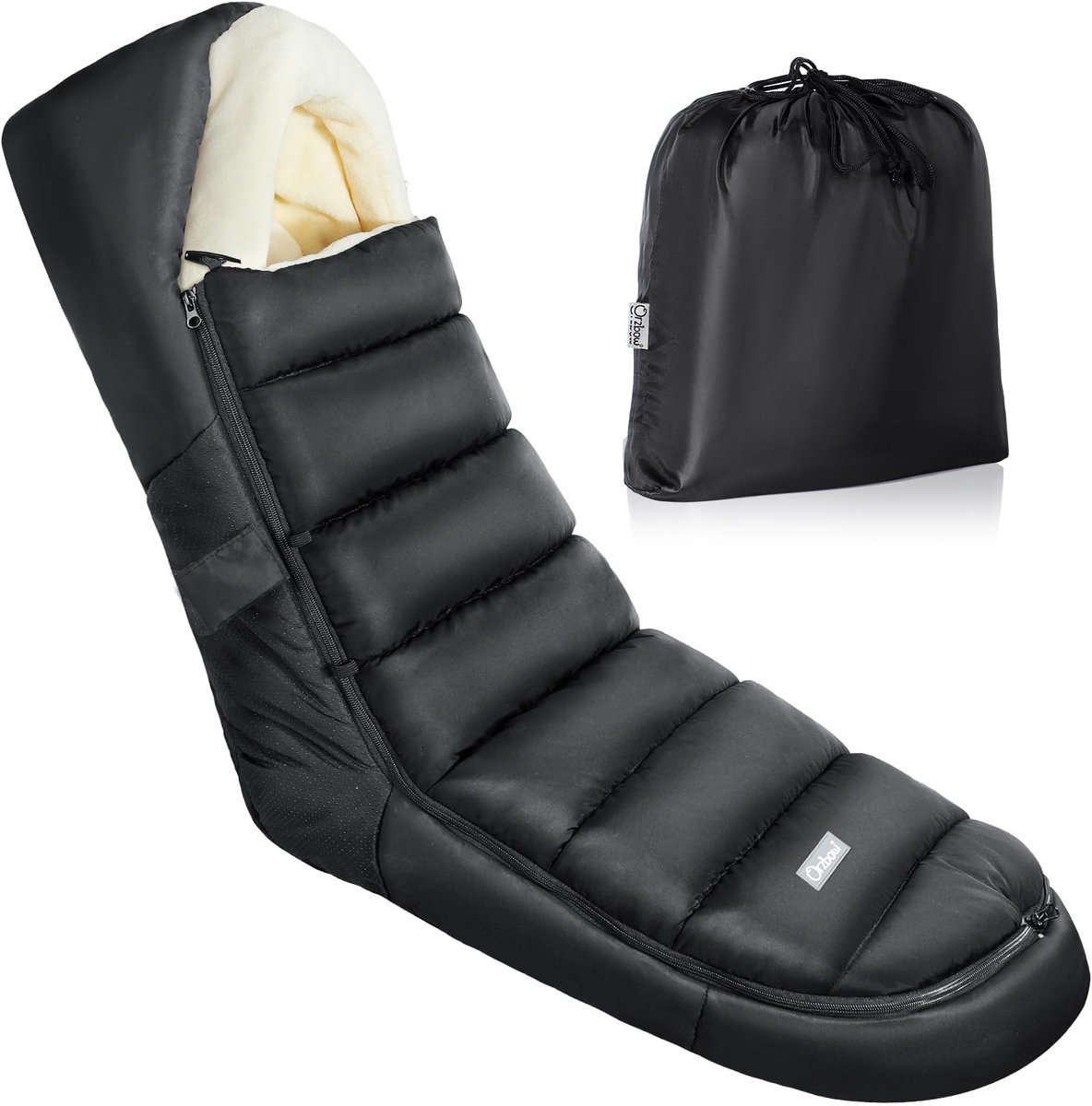 SnelShoppen - Voetenzak Kinderwagen Winter, Waterdichte Footmuff met Rits, Antislip, Uitneembaar & Wasbaar, Warm Koraal Fleece 104cm x 44cm Zwart voor