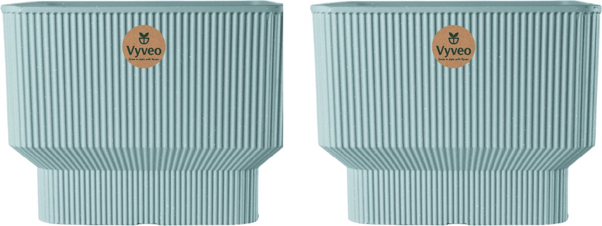 Vyveo - Bloempot Ciro - Set van 2 - 31x24 - Mintgroen - Bloempot voor binnen en buiten - Lichtgewicht - Breukbestendig - Vorstbestendig - UV-bestendig