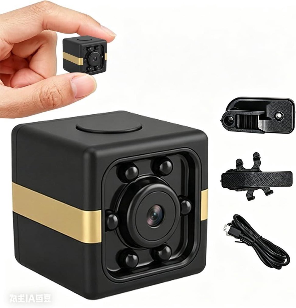 Mini Spionagecamera - Verborgen Camera - Thuis Bewaken - Bewegingsdetectie Nachtzicht - 10 x 5 x 1 cm - Zwart