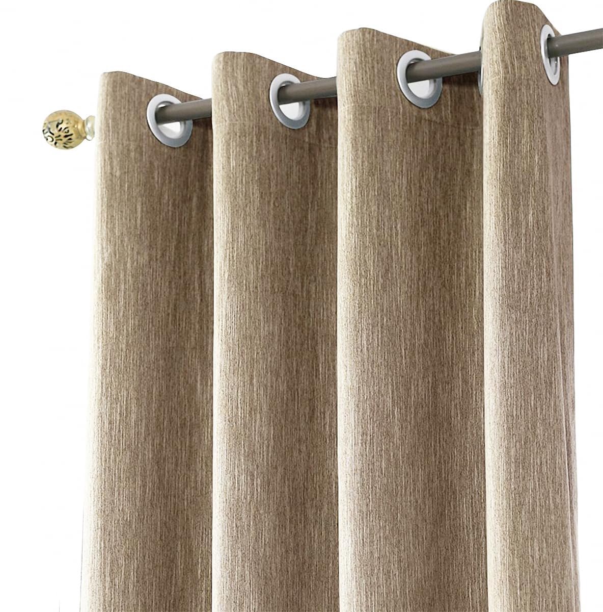 SnelShoppen - Melodieuze Verduisterende Gordijnen, Linnenlook, Ondoorzichtig, Bruin, 137 x 168 cm, 1 Stuk voor Woonkamer, Kinderkamer, Slaapkamer