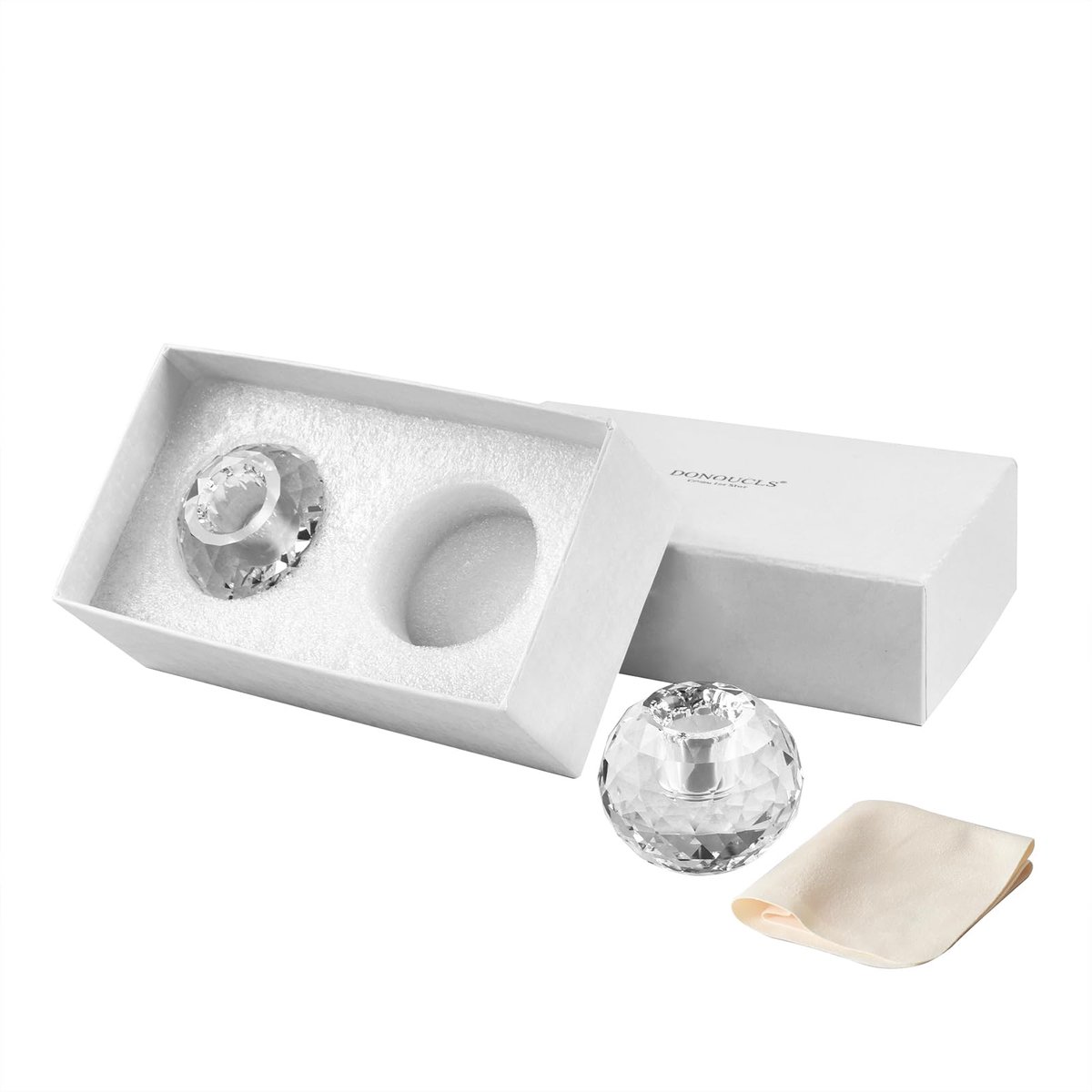 SnelShoppen - Kristallen Kaarsenhouderset 2 Stuks - Transparante Kandelaars voor Eettafel, Bruiloft, Kerstmis, Halloween en Feest - Luxe Geschenkdoos