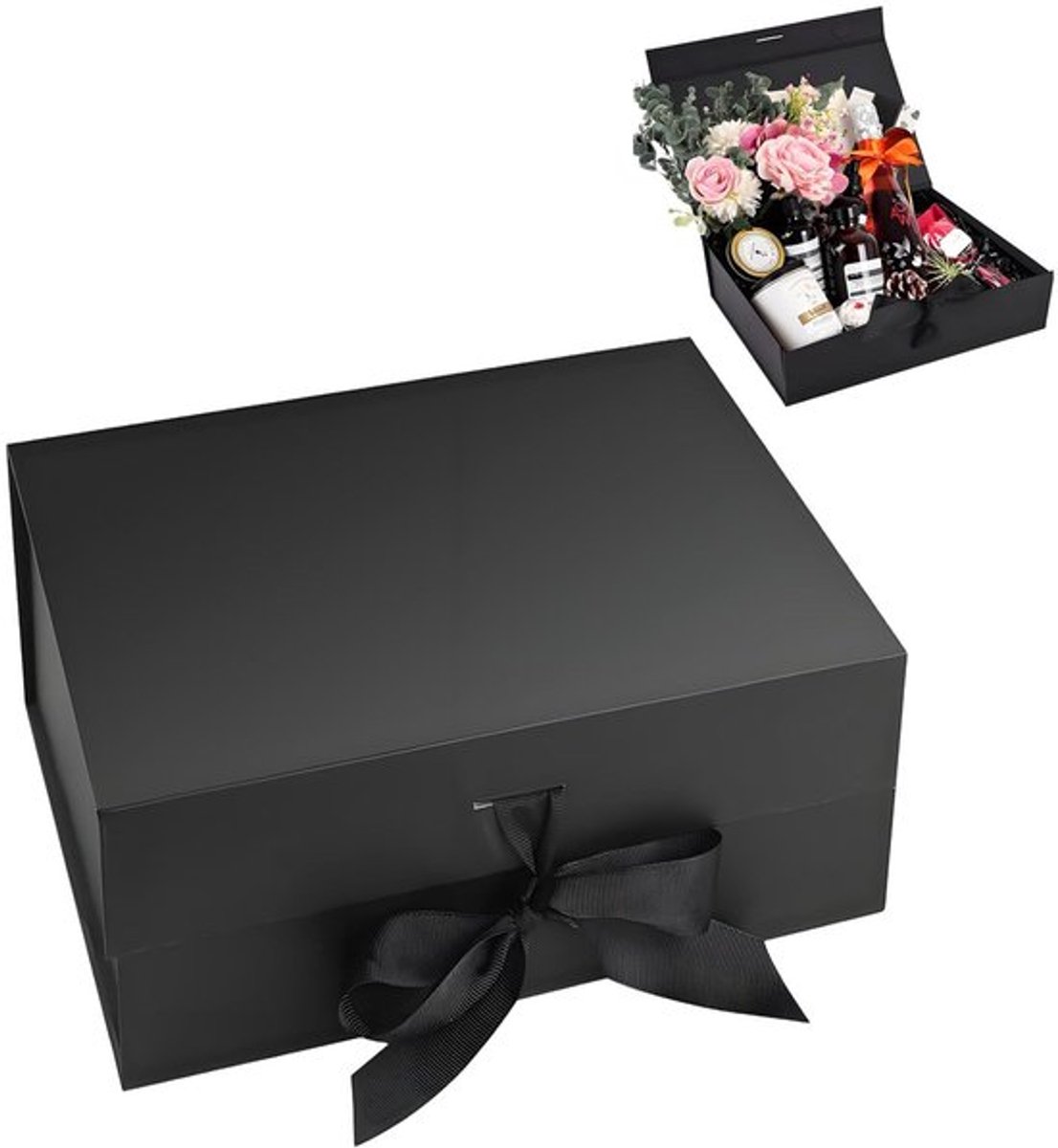 Geschenkdoos zwart - Opvouwbare geschenkdoos - Magnetisch deksel - 23 x 17 x 7 cm - Cadeauverpakking - Dubbel beschermingssysteem