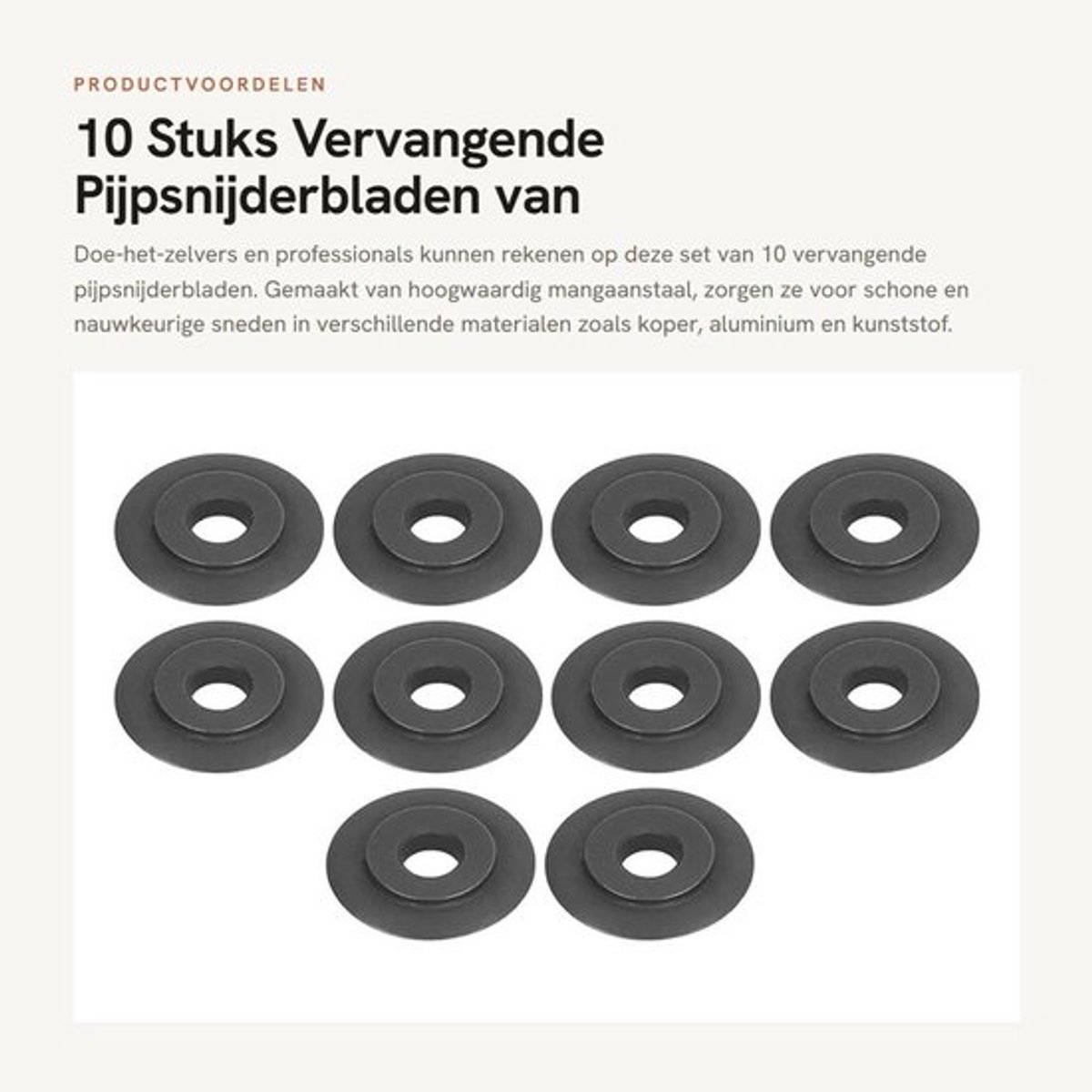 Pijpsnijderbladen 10 Stuks - Vervangende Snijwielen - Mangaanstaal - Voor Koper/Aluminium/Kunststof - Nauwkeurige Snijprestaties - Glad Oppervlak