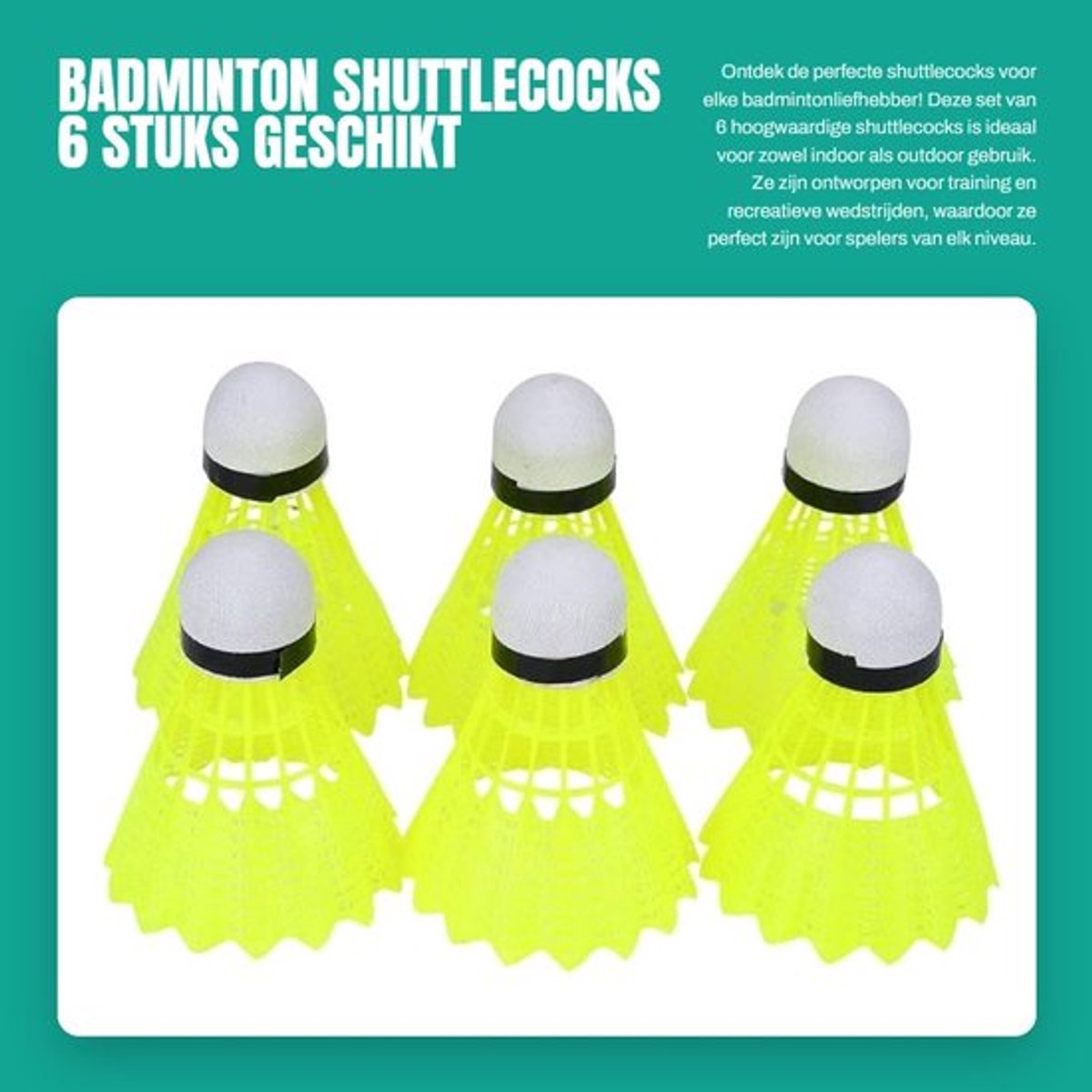 Shuttlecocks 6 Stuks - Veer Badminton Ballen - Nylon Shuttlecocks - Indoor/Outdoor Sport - Trainingsmateriaal - Hoogwaardige kwaliteit - Badmintonshuttles