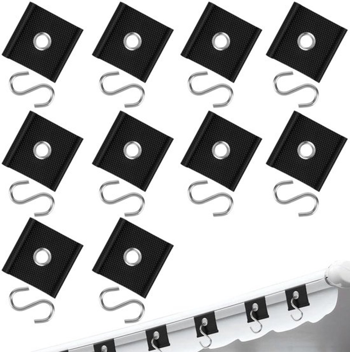 Luifelhaak 10 Stuks - Hoogwaardig Nylon/Roestvrij Staal - Bevestigingshaken - Voor Tentluifel/Camping/Caravan - Eenvoudig te Gebruiken - Haak