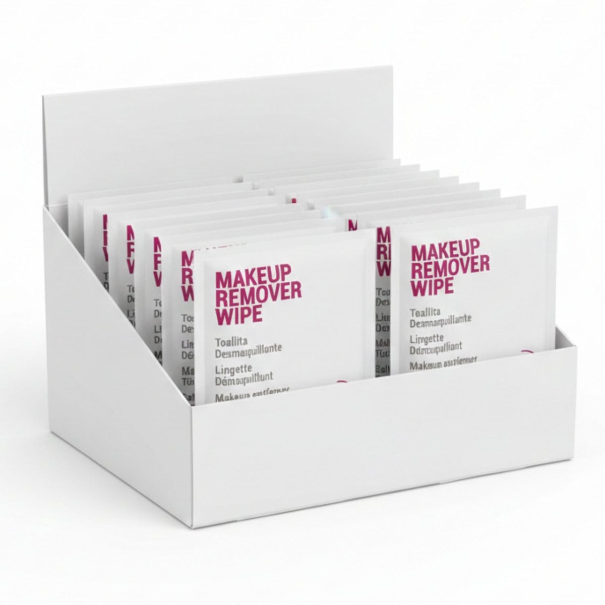 SnelShoppen - 50 zakjes Make-up Remover Doekjes, Enkele Dosis, Reinigingsdoekjes Gezicht, Reisformaat, Cosmetica, Badkamerbenodigdheden, Welkomstkit,