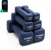 Hulser Dumbbell set 0,5 t/m 2 kg - Neopreen - Blauw - Met digitale startgids - 2 x 0.5 kg, 2 x 1 kg en 2 x 2 kg - Gewichten - Fitness halterset - Krachttraining halters