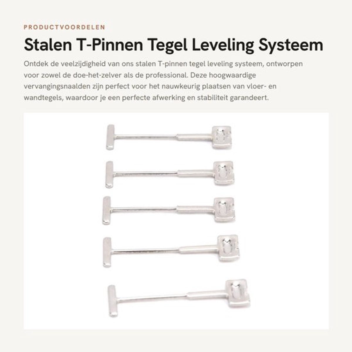 T-pinnen 100 Stks - Vervangingsnaalden - Roestvrij Staal - Slijtvast - Schokbestendig - Hoogdruksterkte - Nivelleersysteem
