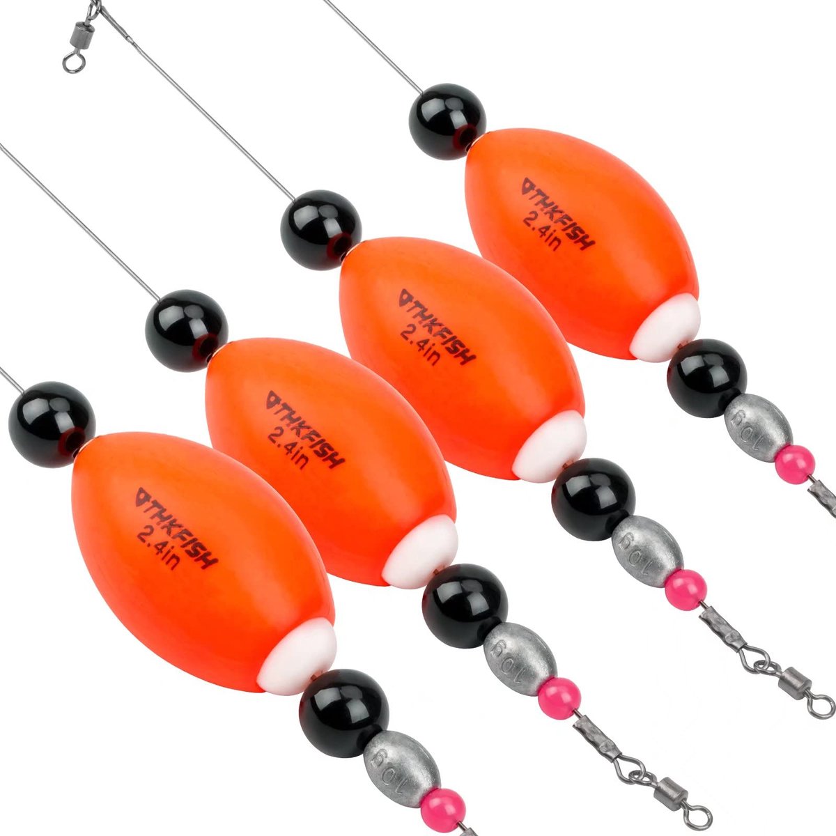 SnelShoppen - THKFISH Hengeldobbers Set van 4 Stalen Dobbers - Verzwaarde Knallende Zwemmers voor Snoek en Forel - Rood-Oranje, 6 cm - Perfect voor Vi