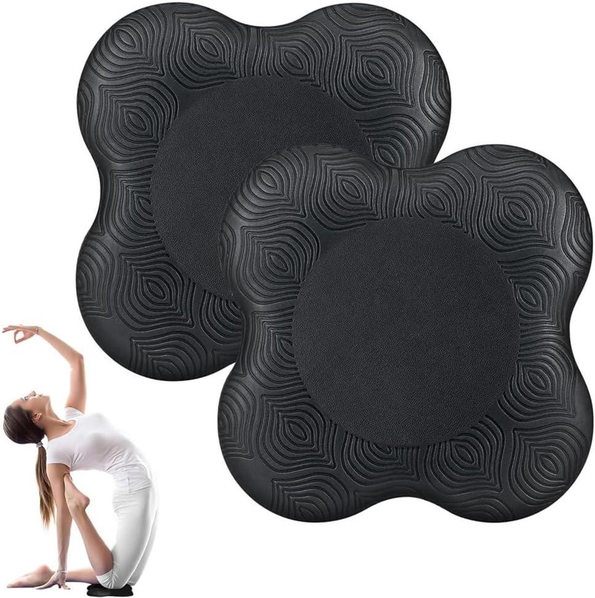 Kniekussen Yoga - Kniepads - Sporten Ondersteunen - Antislip Ontwerp - 20x20 cm - Zwart
