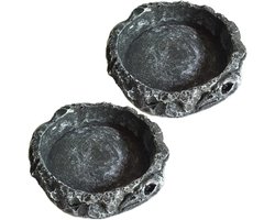 Set van 2 Voer- en Waterkommen van Hars voor Reptielen zoals Gecko, Hagedis, Chameleon en Slang