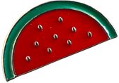 Meloen Watermeloen Emaille Pin 2.4 cm / 1.2 cm / Rood Groen Zilver