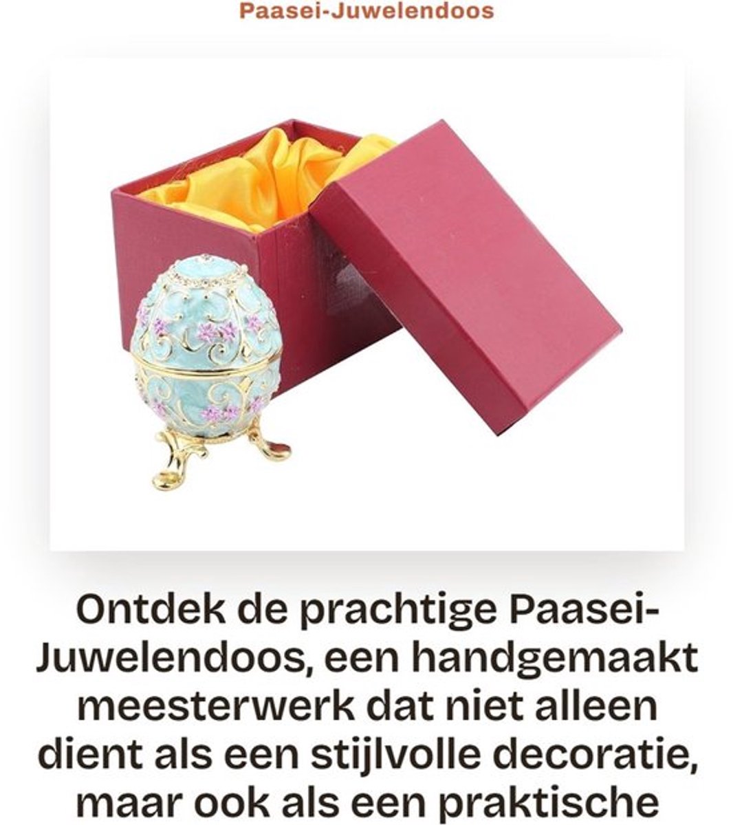 Juwelendoos Handgemaakt - Vintage Paasei - Decoratie - Organisator - Opbergruimte - Duurzaam Emaille - Sieradenbox