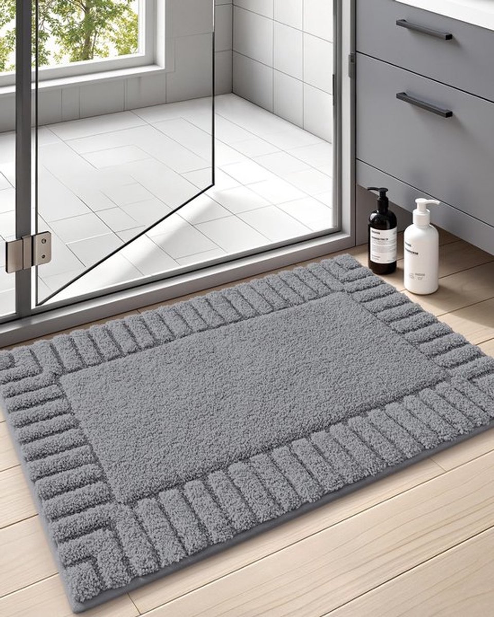 Badmat Antislip 40x60cm - Wasbaar - Zacht - Absorberend - Veiligheidswaarschuwing - Huidvriendelijk Comfort - Badkamermat