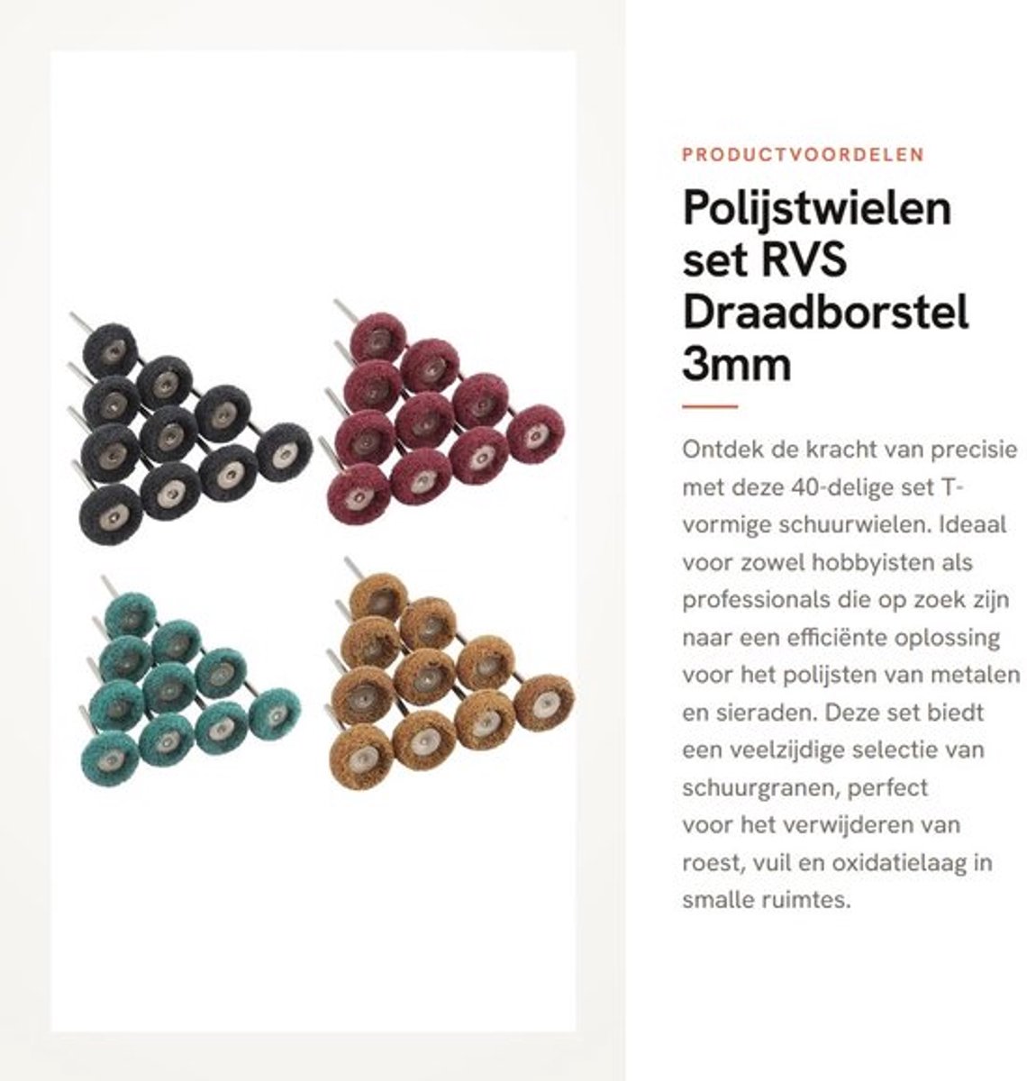 Polijstwielen Set 40 Stuks - T-vormige Schuurwielen - 80/150/240/300 Grit - 25 mm Diameter - 3 mm Schacht - Geschikt voor Metaal en Sieraden