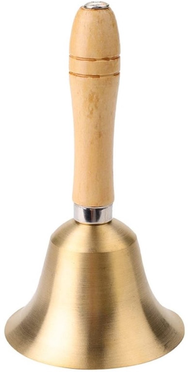 Handbel - Koperen Tafelbel - Schoolbel - Bruiloft/Decoratie - 15 cm - Roestvrij Staal - Du