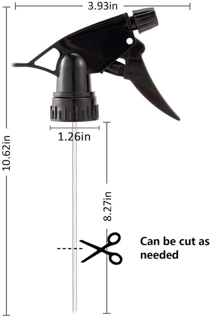 Spuitfles Heavy Duty - 10 Stuks - Sproeikop met 3 Modi - Herbruikbaar - Kunststof - Verstelbare Lengte 8,25 Inch