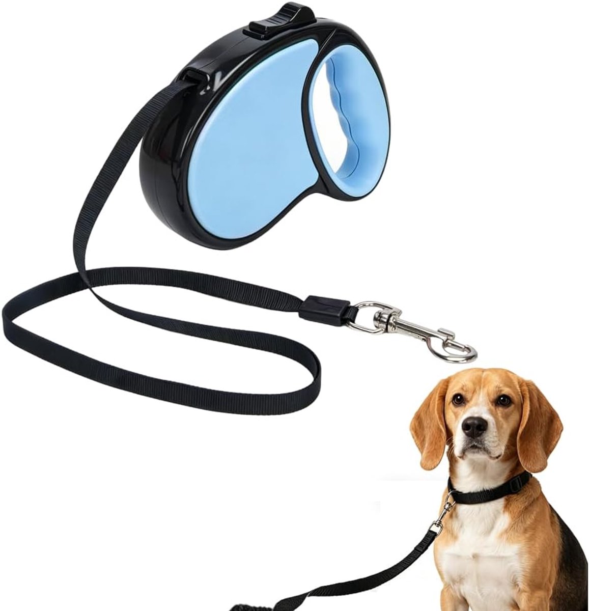 Retractable dog lead 16 ft - sterke nylon tape - anti-knoop design - ideaal voor kleine en middelgrote honden - SnelShoppen