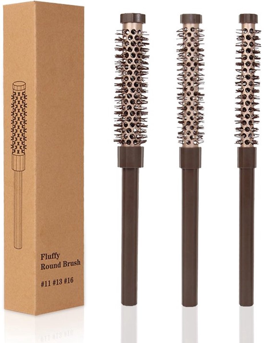 Ronde baardborstel om te ontwarren, glad te maken en te föhnen, baardborstel voor de man met baard, föhnborstel met speciale noppen, haarborstel voor kort tot halflang haar