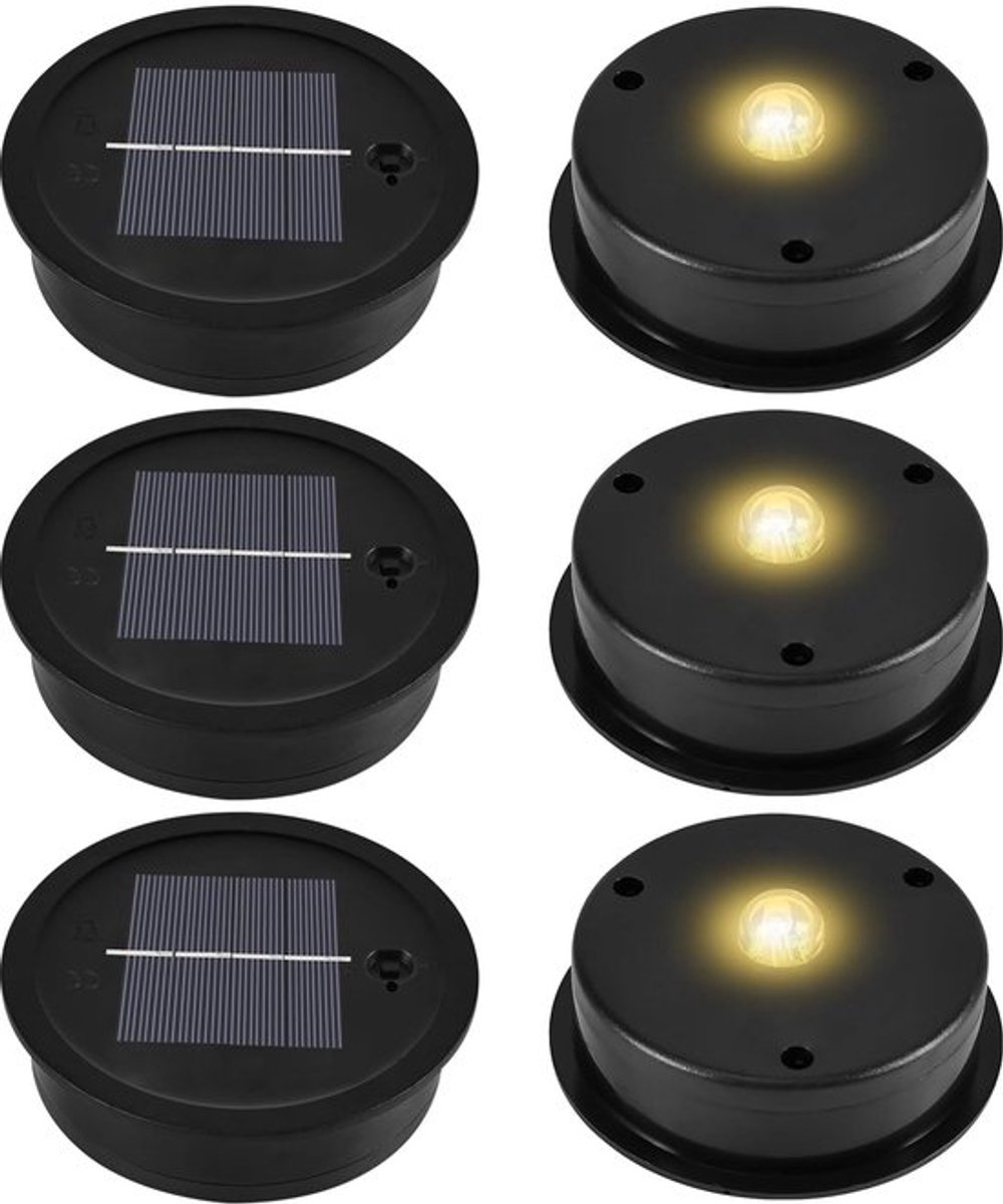 Zonnelampen Reserveonderdelen - 6 Stuks - Zwart - Buitendiameter 8,1 cm - Binnendiameter 7,3 cm - Hoogwaardig Materiaal - Milieuvriendelijk - Solarlampen