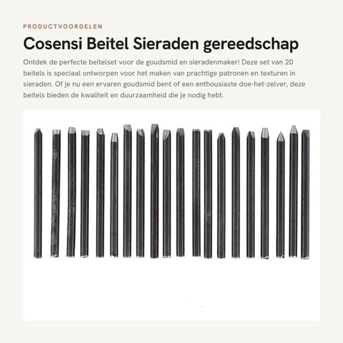 Beitel Hoge Hardheid - Sieraden Gereedschap - Aambeeld Beitel Set - 20 Stuks - Duurzaam - Ideaal voor DIY Sieraden - Sieradengereedschap