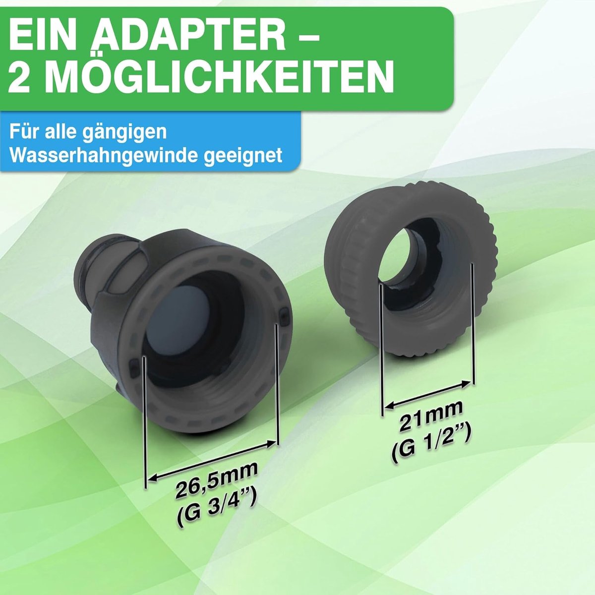 YourCasa Kraanadapter, aansluiting voor 3/4 en 1/2 inch, adapter kraanconnector van kunststof, slangaansluiting - ShopVlot