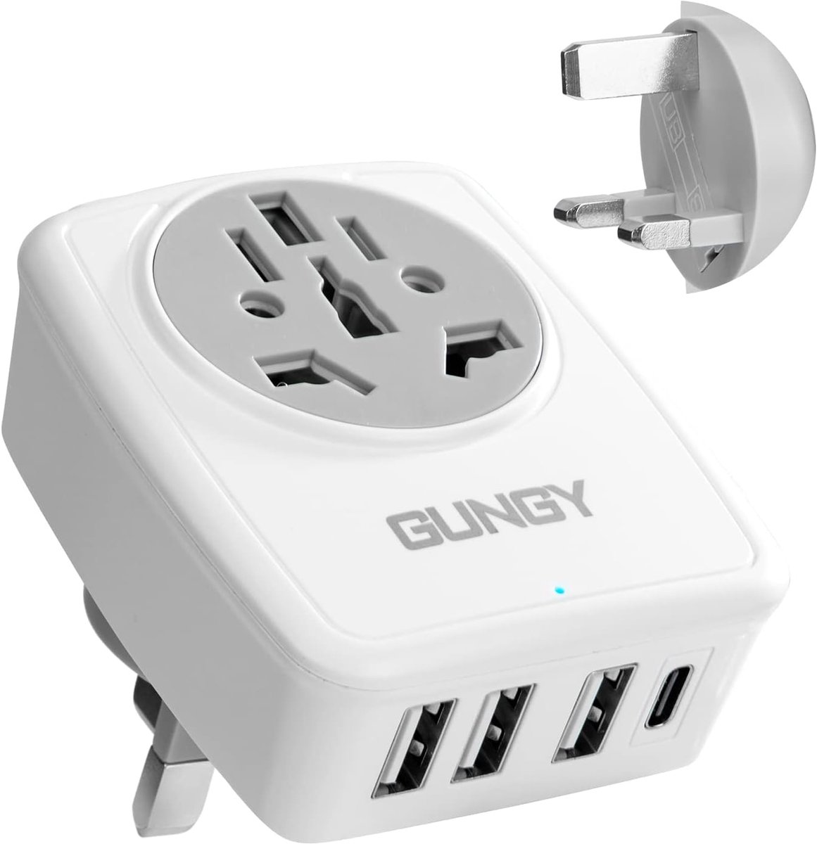SnelShoppen - Universele Reisadapter UK - Wereldwijde Plug voor Duitsland naar Engeland met 3 USB poorten, 1 Type-C en AC Plug - Ideaal voor Reis naar