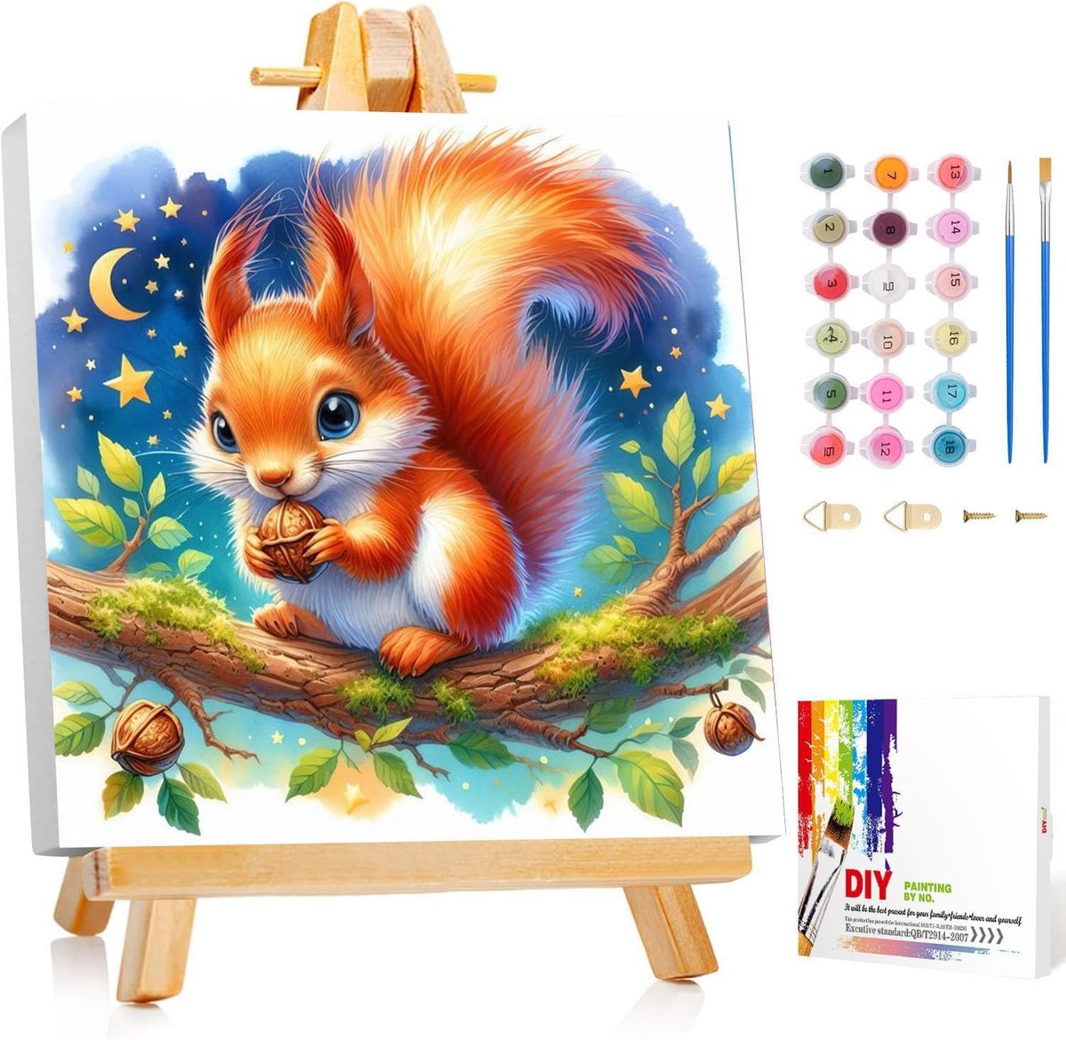SnelShoppen - Schilderen op Nummer Set voor Kinderen vanaf 9 Jaar met Ingelijst Schilderij Dieren - Gemartmall Eland Schilderen met Acrylverf, 20x20 c