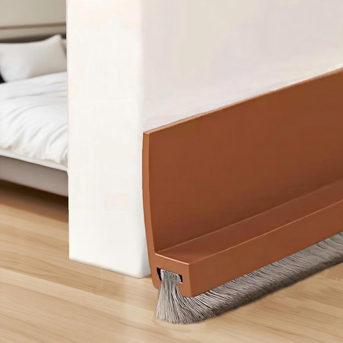 SnelShoppen - 100cm Bruine Deur Dichtstrip met Borstel, Zelfklevende Deurafdichting voor Stille Deuren, Flexibele Siliconen Onderzijde, Perfect voor T