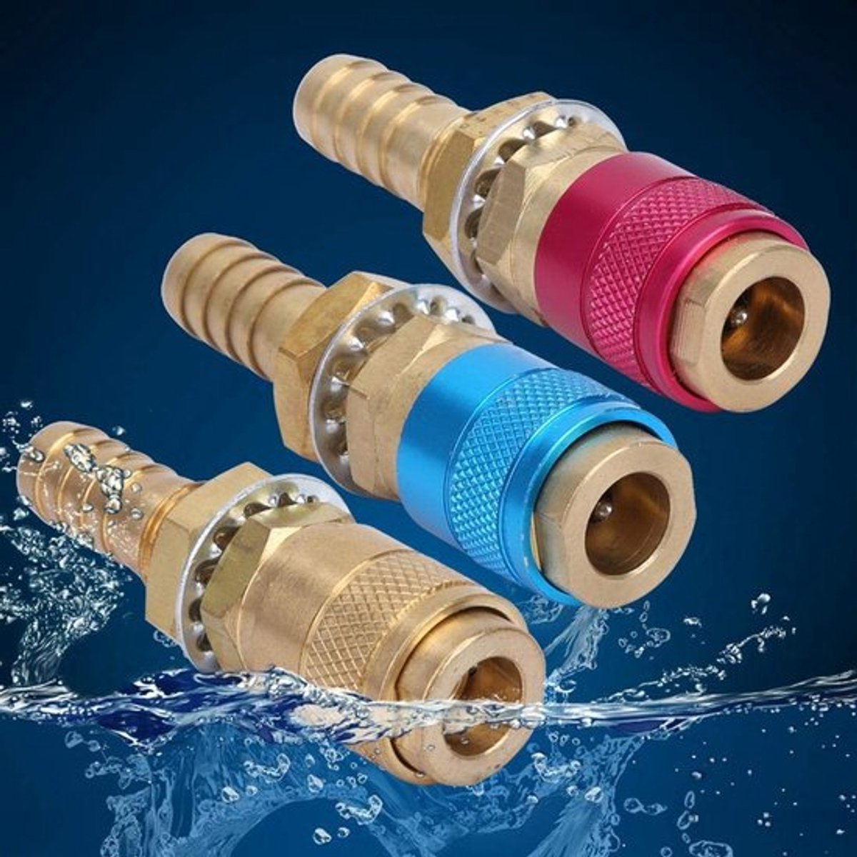 M10 Watergekoelde Slang Connector - Snelkoppeling - Rood Geel Blauw - Gas Adapter - Duurzaam en Betrouwbaar - Geschikt voor Lastoorts