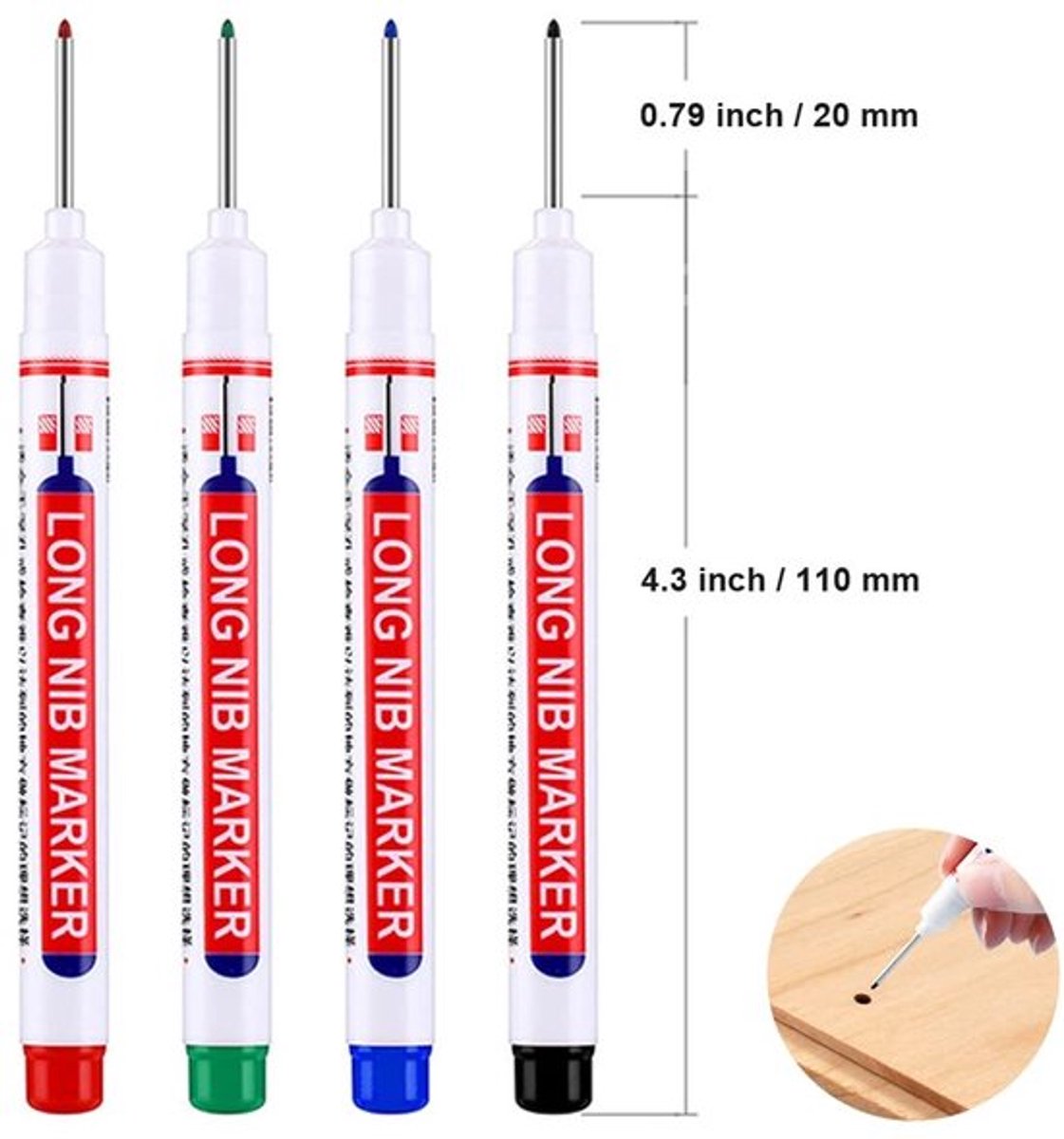 Markeerstiften 16 Stuks - Permanente Marker - Diep Gat Marker Pen Set - Water- en Veegbestendig - Lijnbreedte 1 mm - Geschikt voor Diverse Oppervlakken - Timmermanspen