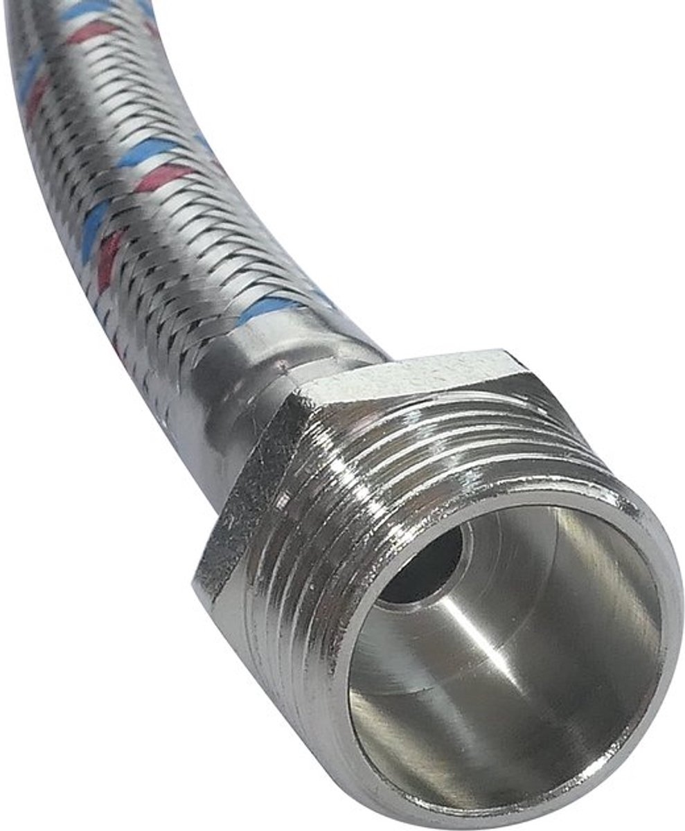 Aansluitslang Set van 2 - Flexibele Slang 300 mm - 1/2 inch Mannelijk/Vrouwelijk - Voor Kranen/Mengkraan - Roestvrij Staal Coating - Maximale Temperatuur 90 °C - Toevoslang
