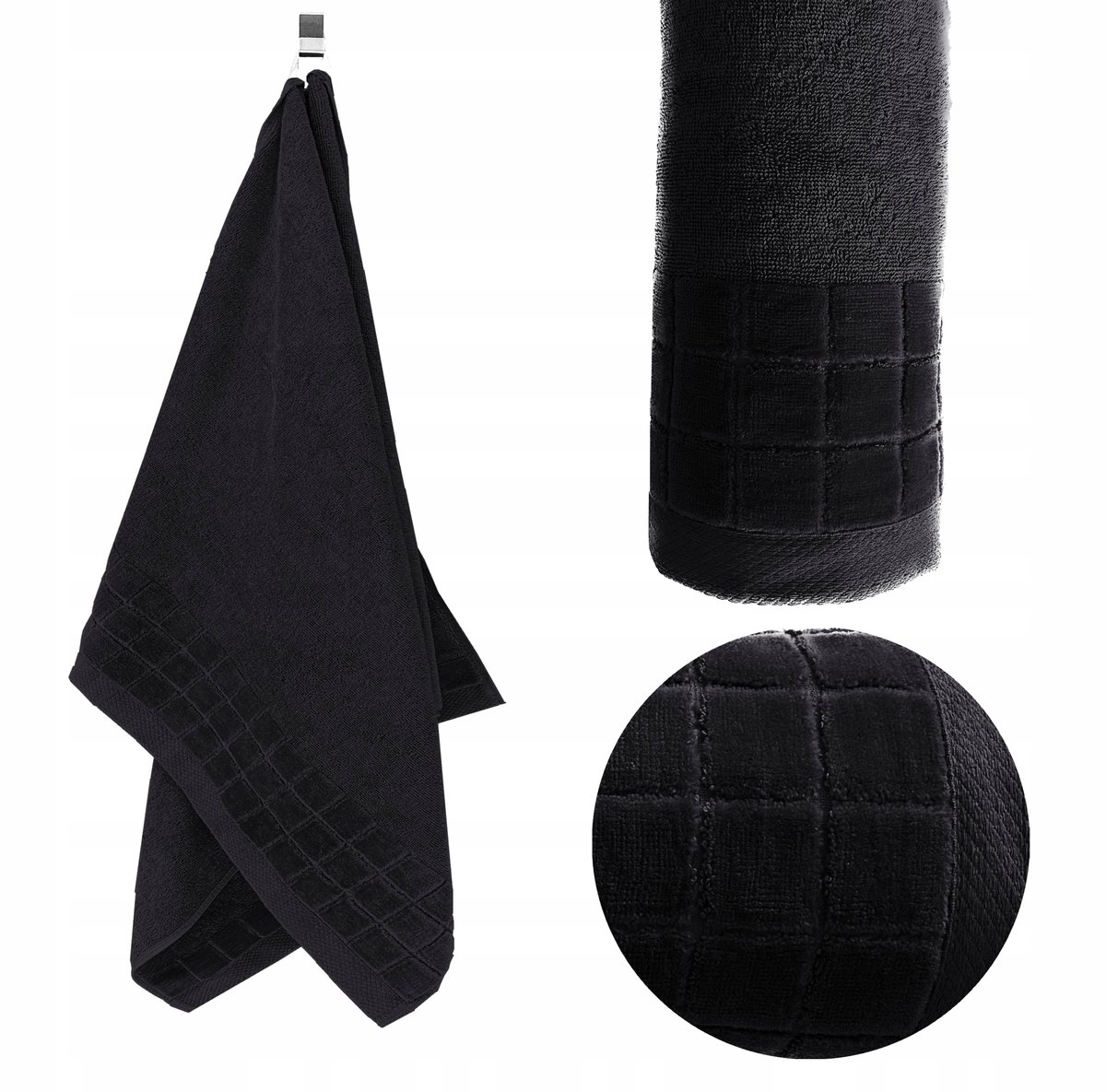 KONEY - Badhanddoek - 70 x 140 cm - Zwart - 500 g/m²