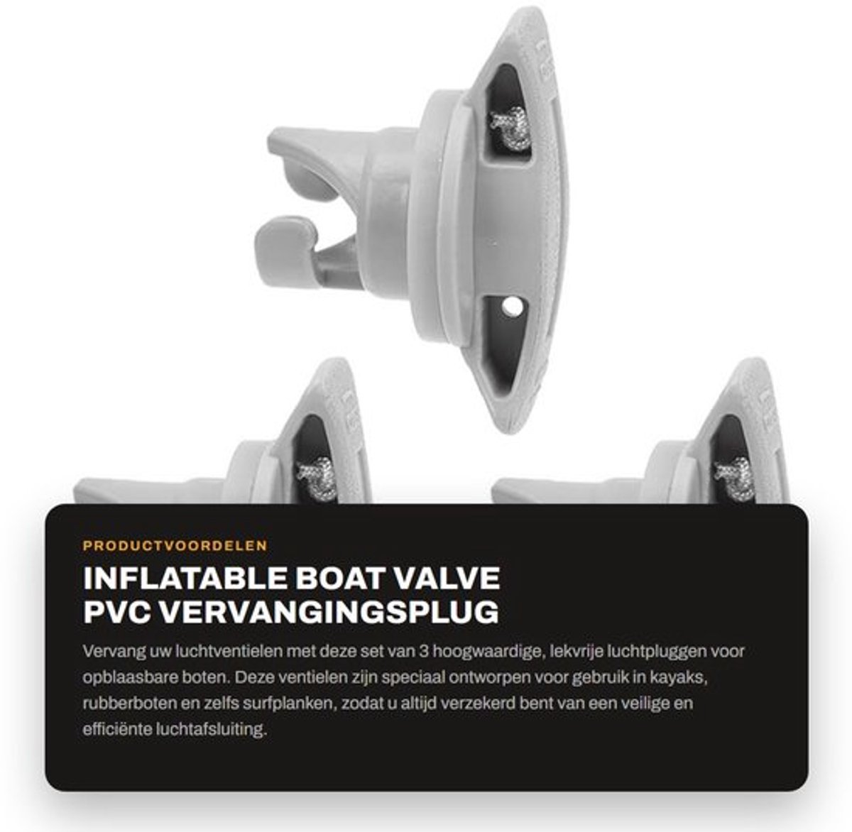 Bootventiel Professioneel - 3 Stuks - PVC - Lekvrij - Geschikt voor Kayak/Rubberboot - Lichtgewicht/Opvouwbaar - Duurzaam Materiaal - Luchtventiel