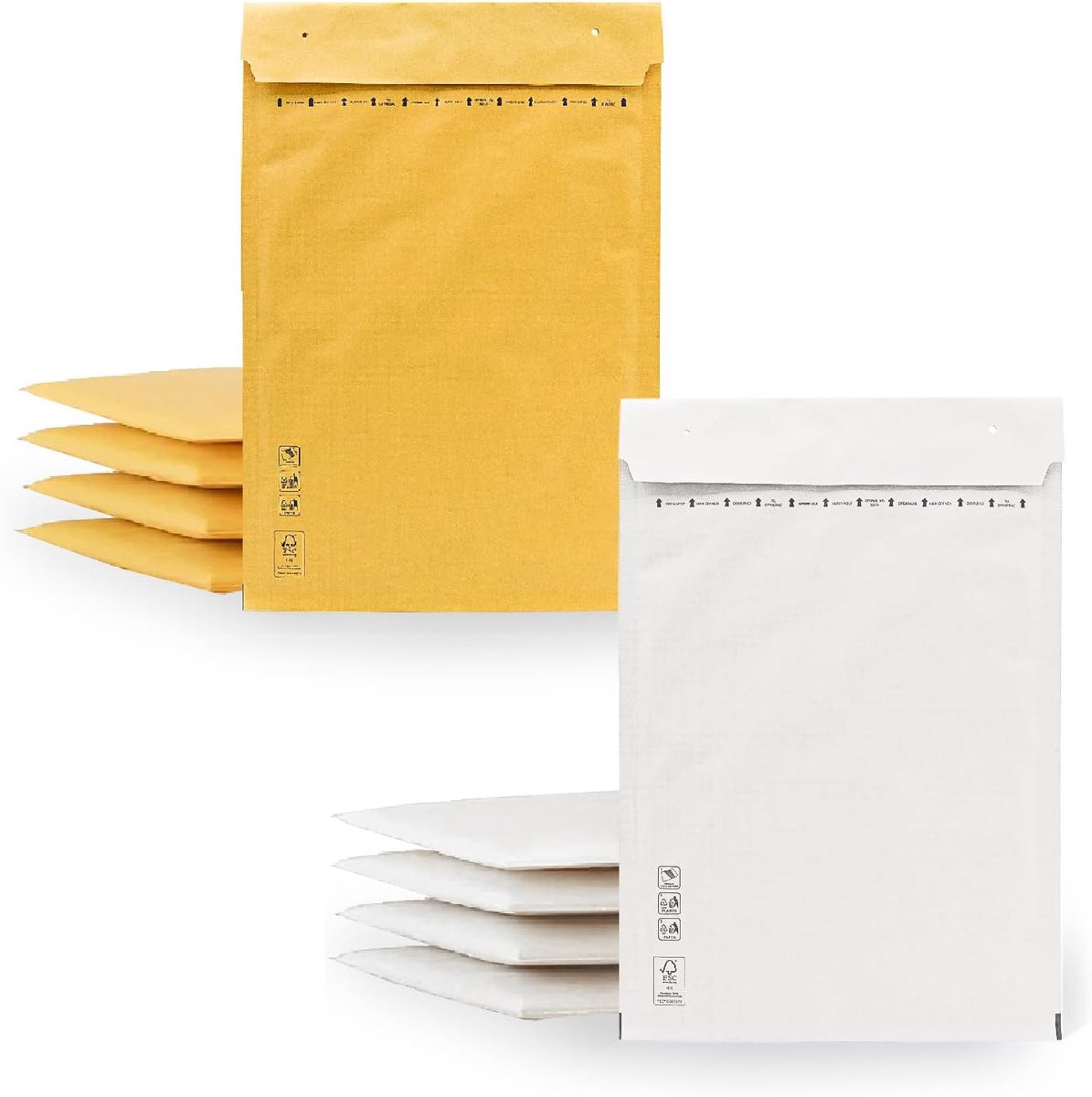 SnelShoppen - Gevoerde Enveloppen, Luchtkussen Enveloppen, Padded Envelopes, Kraft en Wit, Zelfklevend, Diverse Maten, 220 x 260 mm, Verpakking van 10