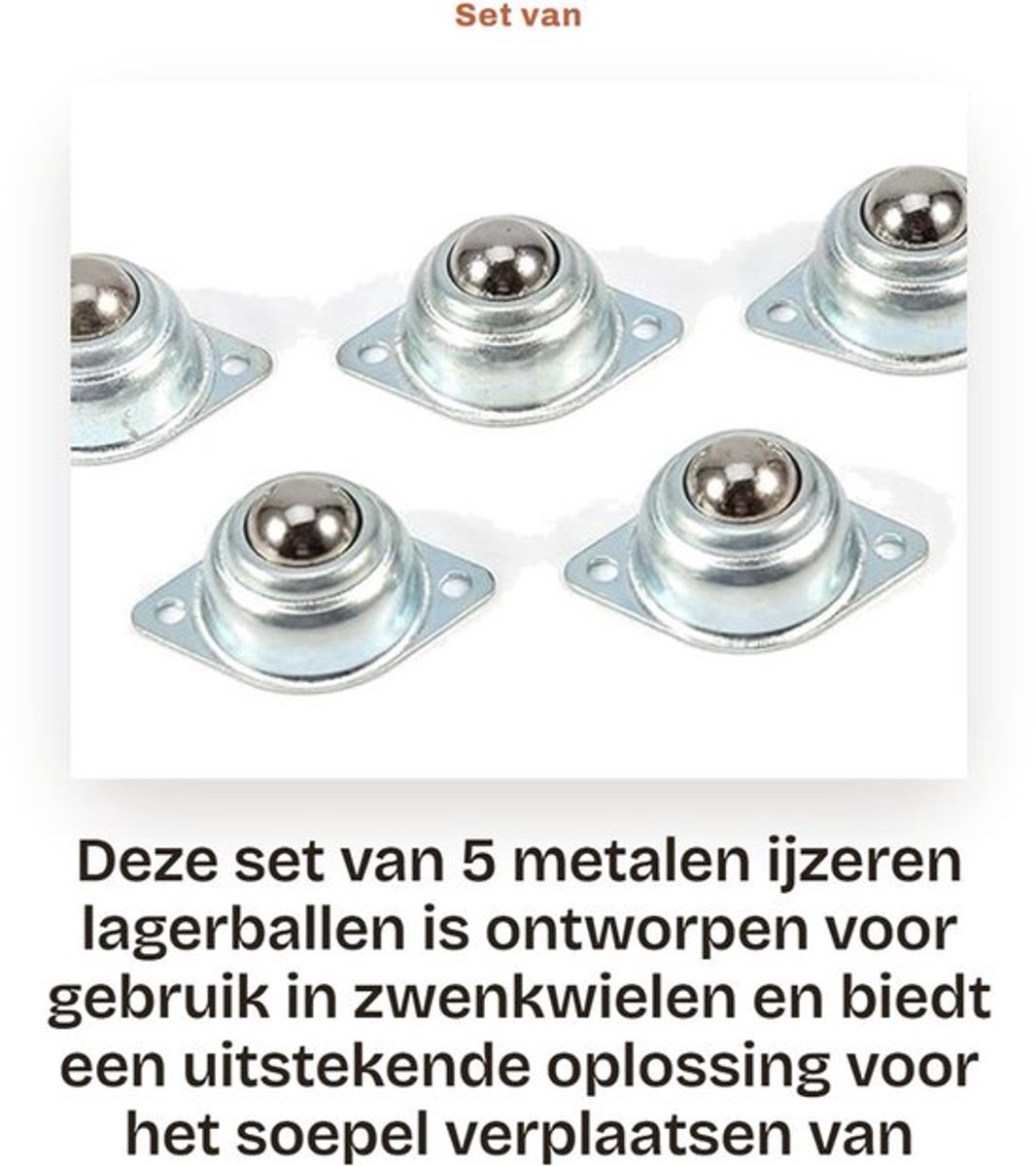 Set van 5 Universele Ijzeren Lagerballen voor Zwenkwielen