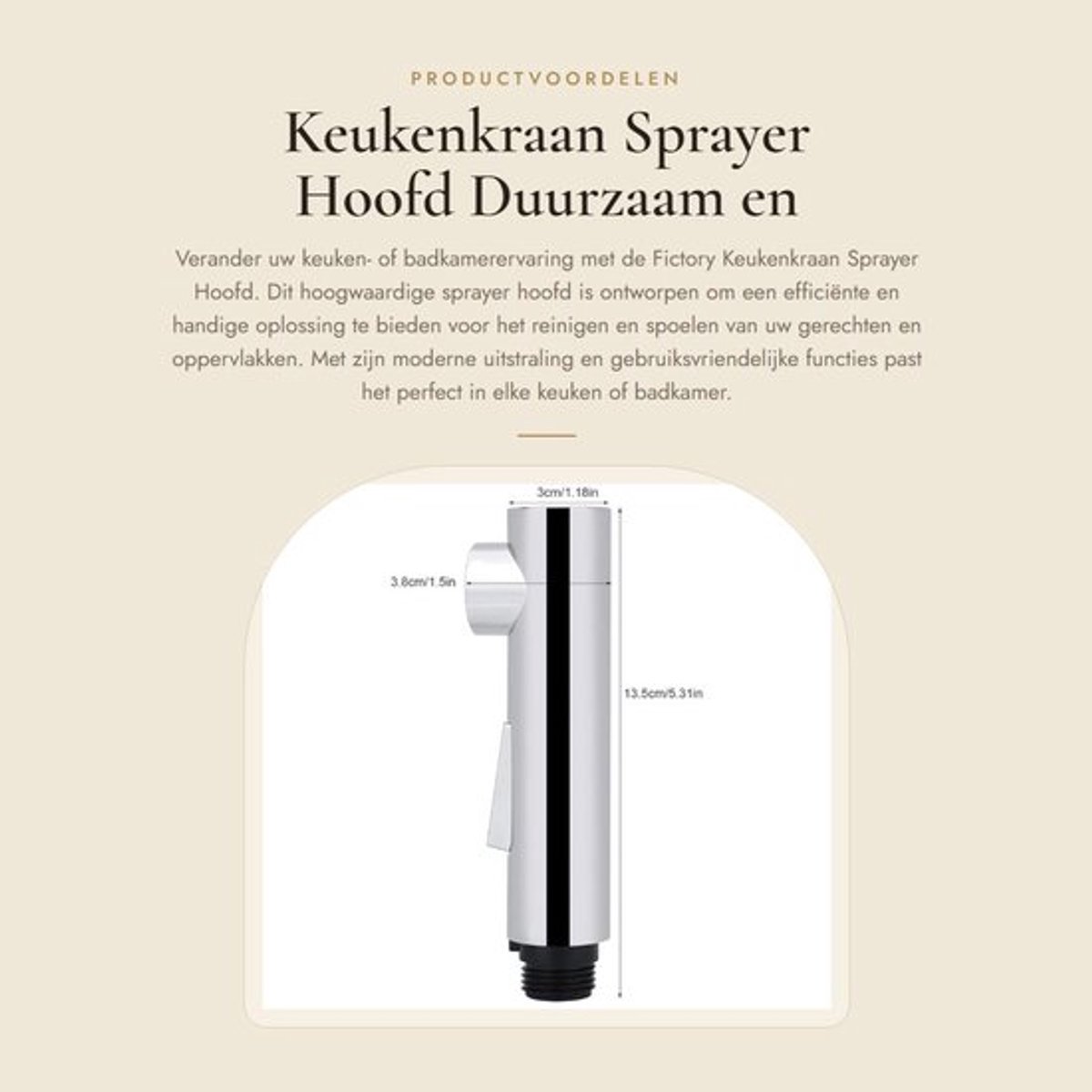 Kraanaccessoire G1/2 - Keuken/Badkamer Spraykop - Water Tap Spray - Vervangingsaccessoire - Duurzaam ABS - Eenvoudig te installeren - Kraanmondstuk