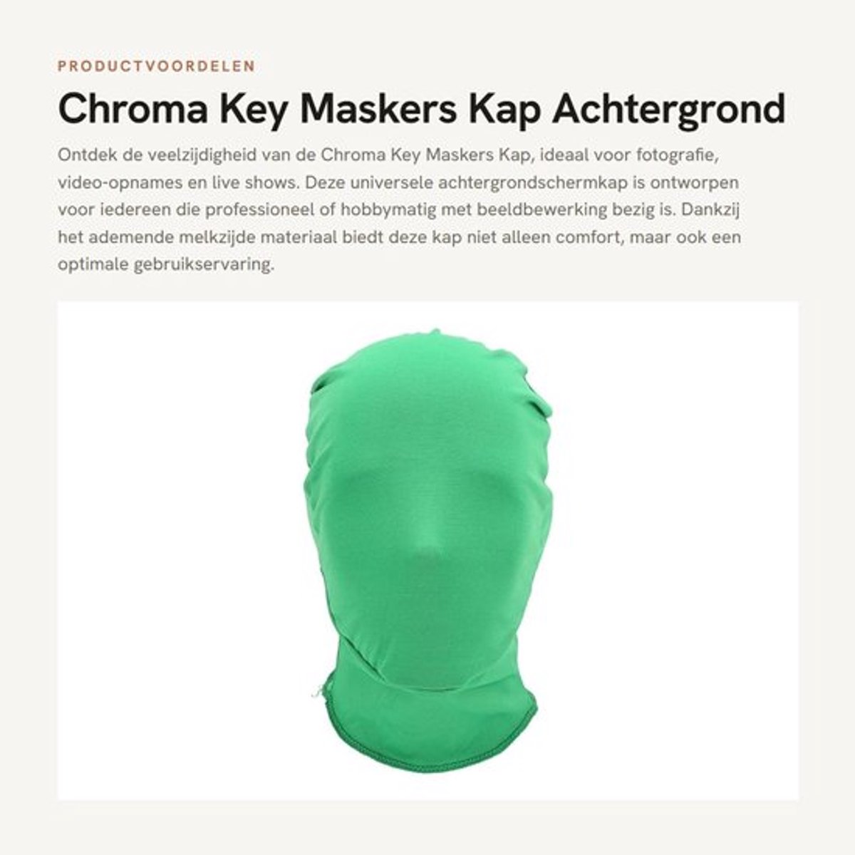 Chroma Key Kap - Universele Achtergrond Schermkap - Opvouwbaar - Ademend - Herbruikbaar - Gemakkelijk te gebruiken - Achtergrondscherm