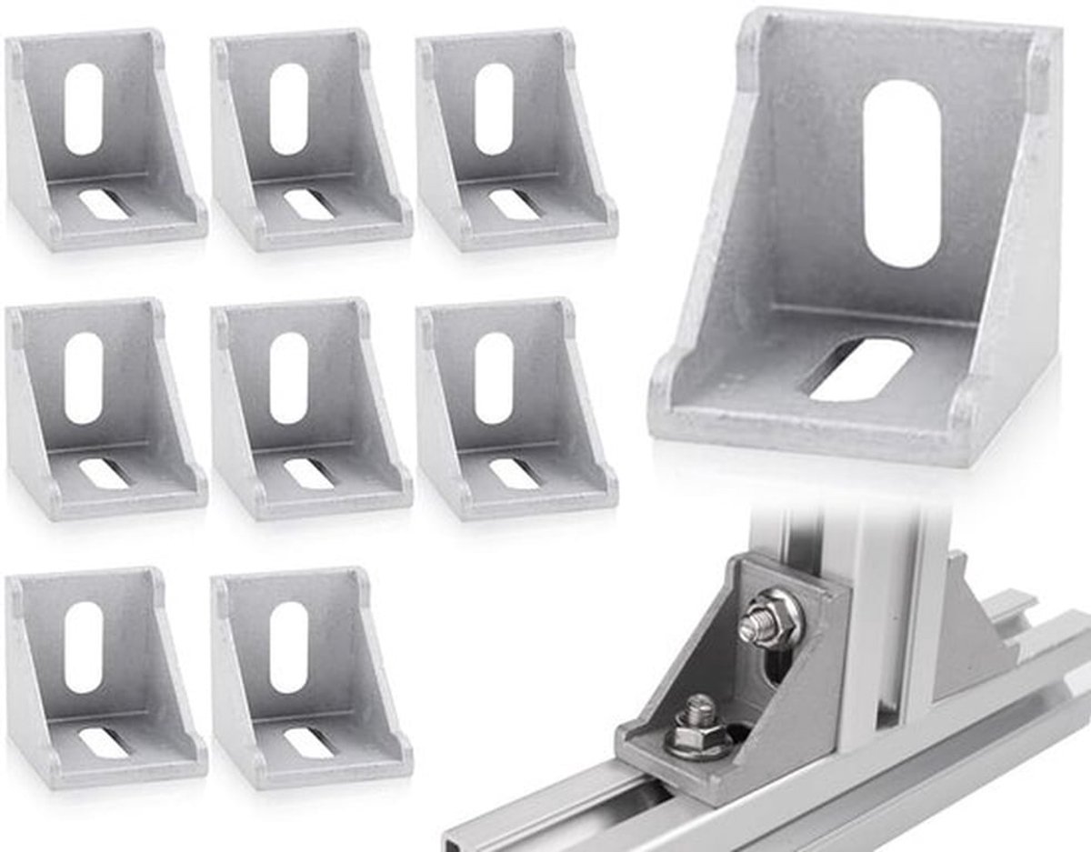 Hoekverbinding 90 Graden - 8 Stuks - Aluminium Profiel - Bevestigingsmateriaal - Hoogwaardig - Duurzaam 6 mm - Hoekbevestiging