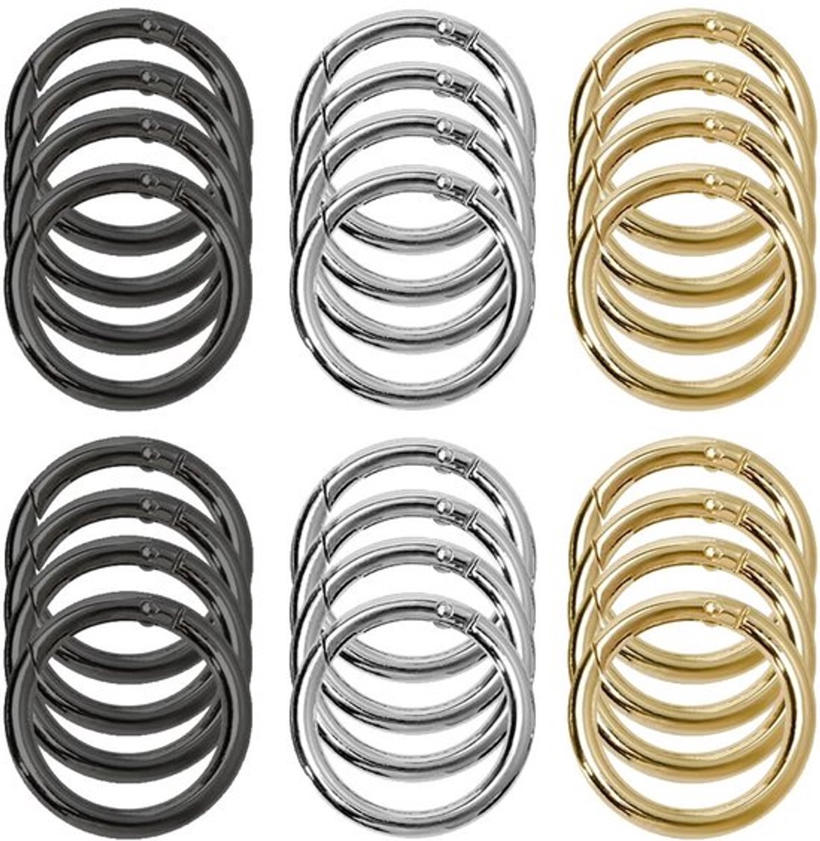 Karabijnhaken 24 Stuks - Ronde Haakjes - Zinklegering - Lichtgewicht - Corrosiebestendig - Voor Sleutelhangers/Accessoires
