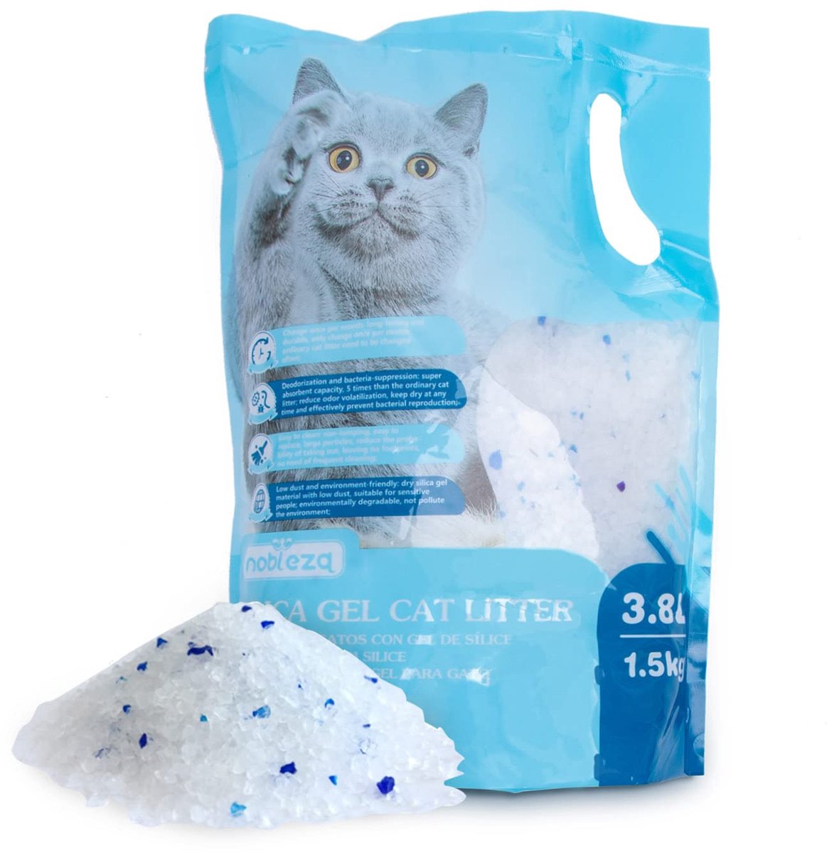 SnelShoppen - Kattenbakvulling Silicakorrels 3.8L - Snel Absorberend en Biologisch Afbreekbaar - Ideaal voor Huiskatten, Geurvrij en Stofvrij
