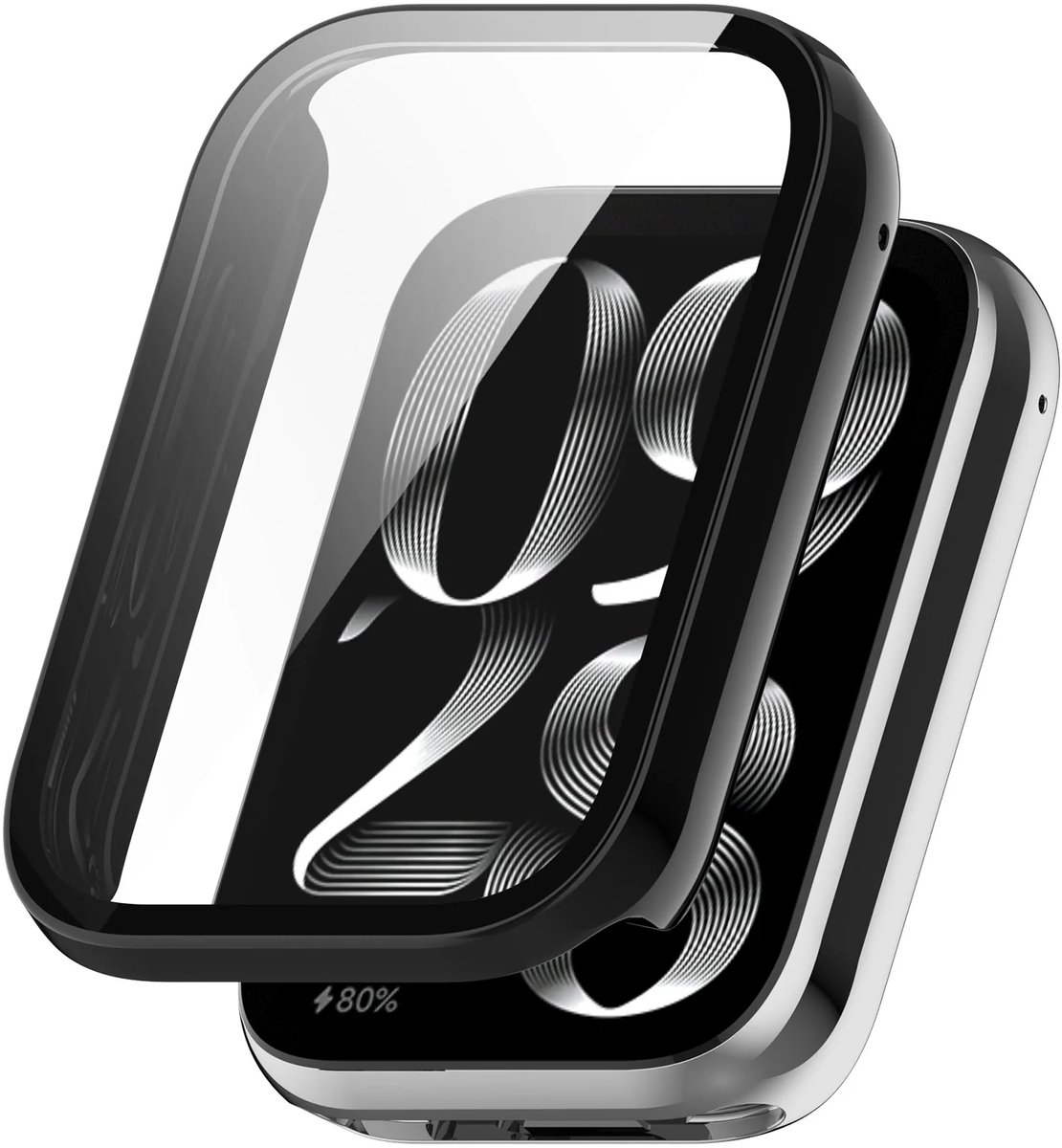 Strap-it hard case hoesje met glasplaat geschikt voor Xiaomi Smart Band Pro (Zwart) – stevige beschermcase met geïntegreerde screen protector – optimale kras- en stootbescherming voor je smartwatch