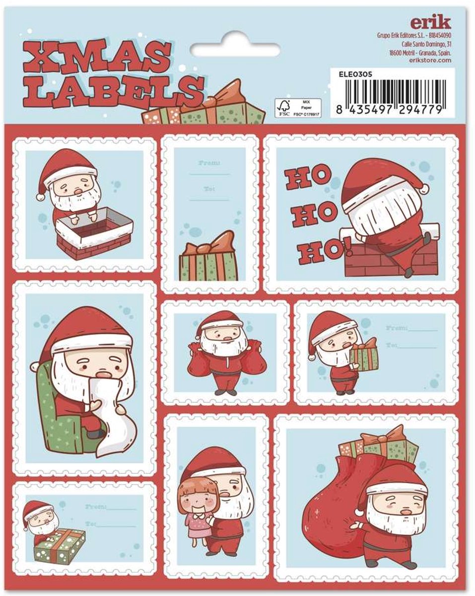 Grupo Erik - Santa Claus Christmas SelfAdhesive Labels Zelfklevende etiketten - Multicolours