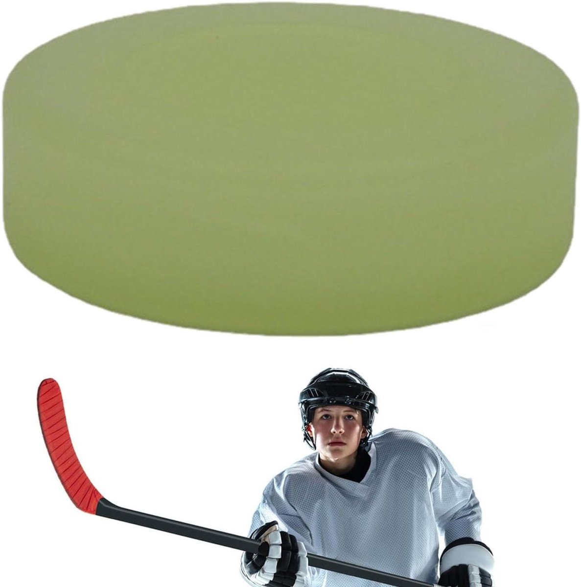 Oplichtende Puck - Sportbal Hockeybal - Training Oefenen - Glow in the Dark - 9x9x3 cm - Lichtgroen