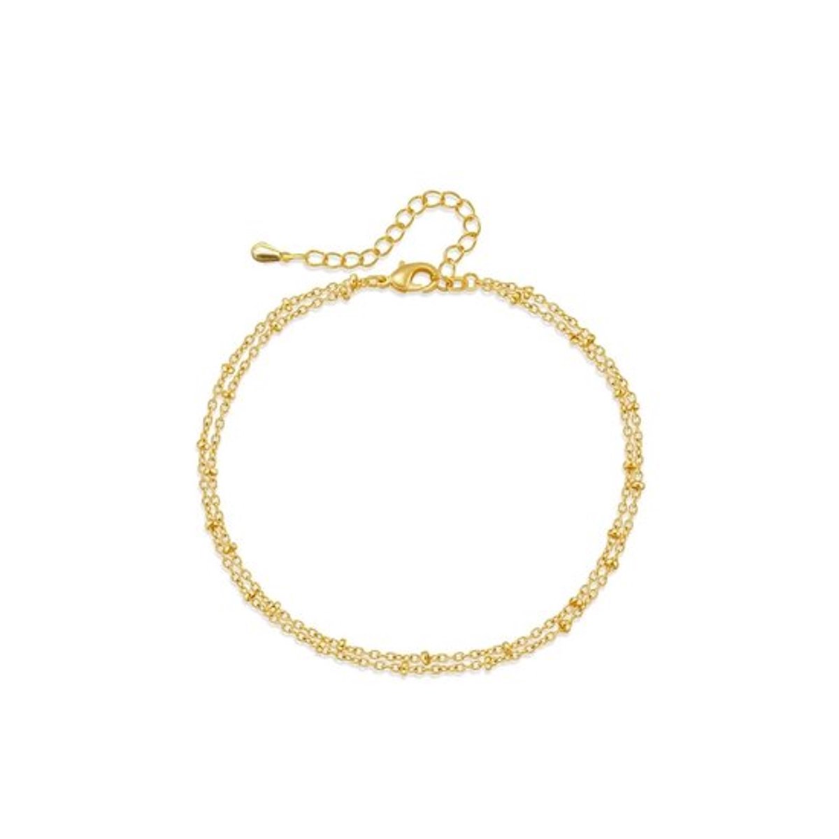 - Dubbele Laag - Verstelbare Enkelband - Goud en Zilver - Minimalistisch - Waterdicht - Lichtgewicht - Modeaccessoire
