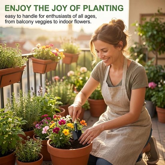 SnelShoppen - 6-delige Mini Tuinset, Tuingereedschap voor Planten, Transplanteren en Bonsai, Roestvrijstalen Tuin Tools met Houten Handvatten, Perfect van Snelshoppen — afbeelding 4