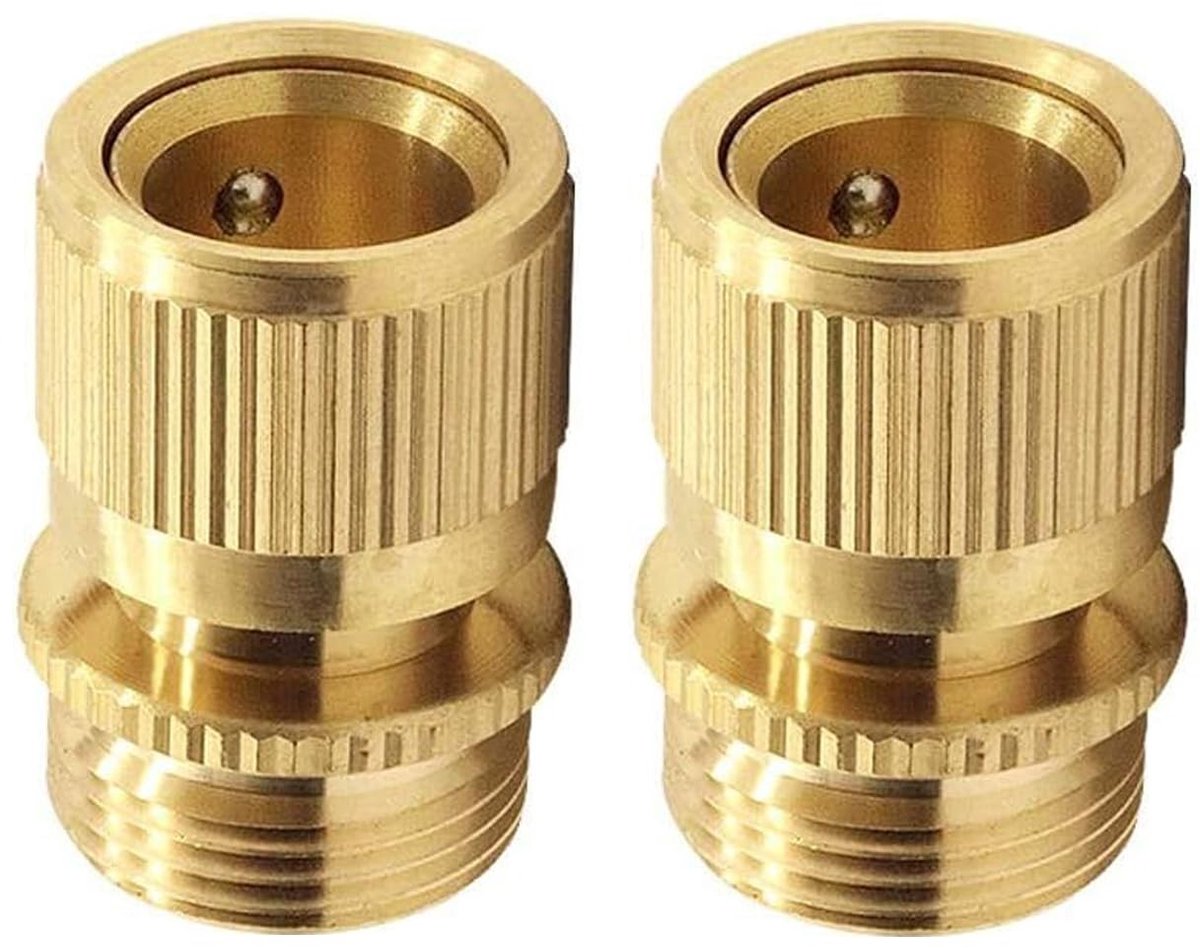 Dailygoods- Snelkoppelingen 2 stuks - Messing - Buitendraad 3/4 inch - Tuinslang - Slangkoppelingen - Tuinaccessoires - Kwalitatief hoogwaardig - Slangkoppeling