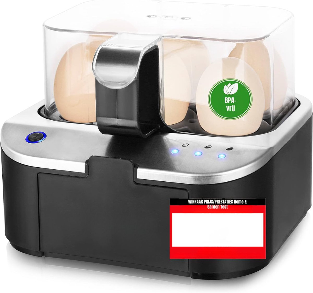 QORA® Eierkoker electric - Eierkoker - Eierkoker met timer - Zwart - 19cm x 18cm x 15cm