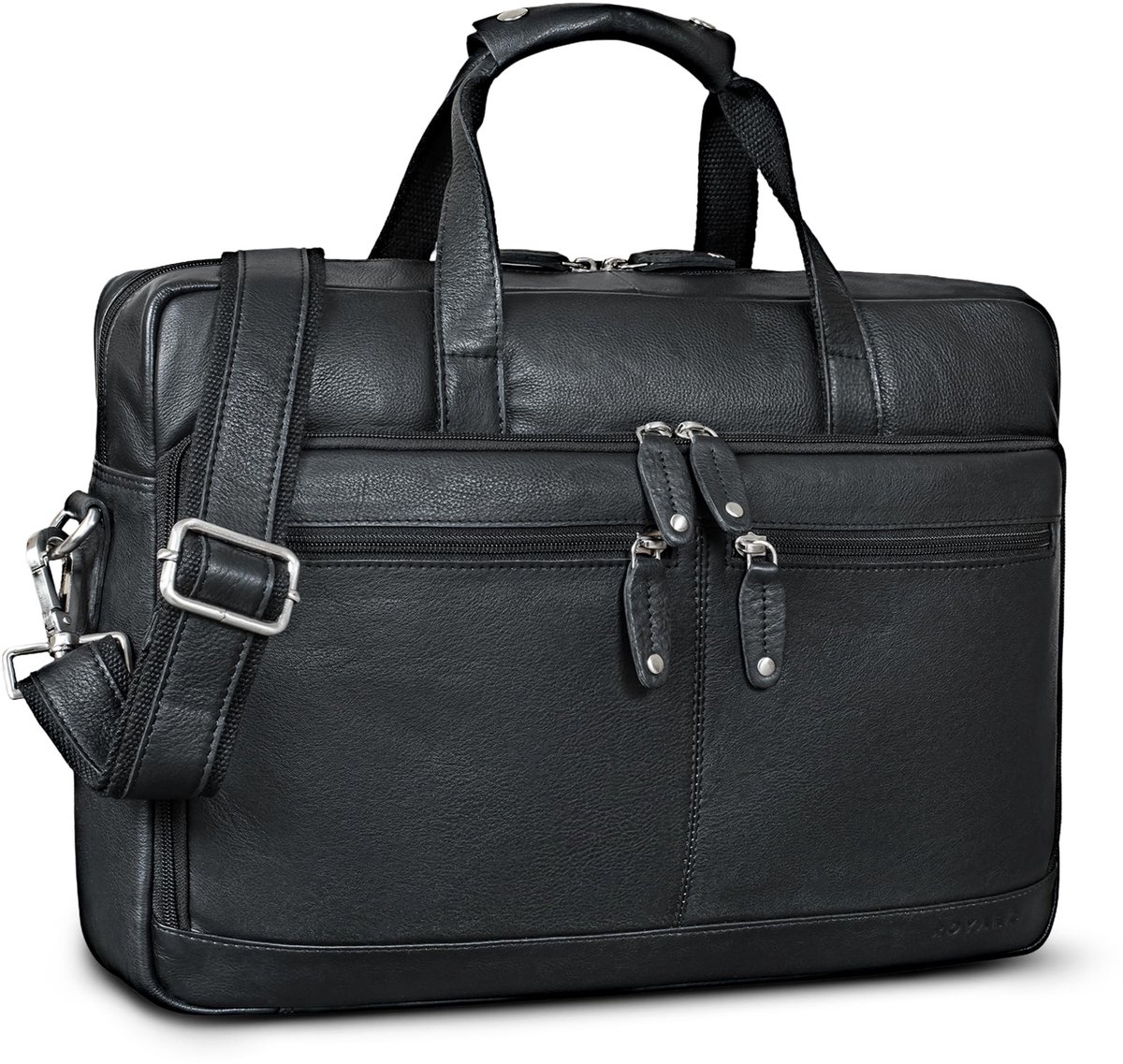 Dailygoods- Schoudertas groot - Echt leer - Vintage aktetas - Trolleyfunctie - Organizer - Verstelbare schouderriem - Laptoptas