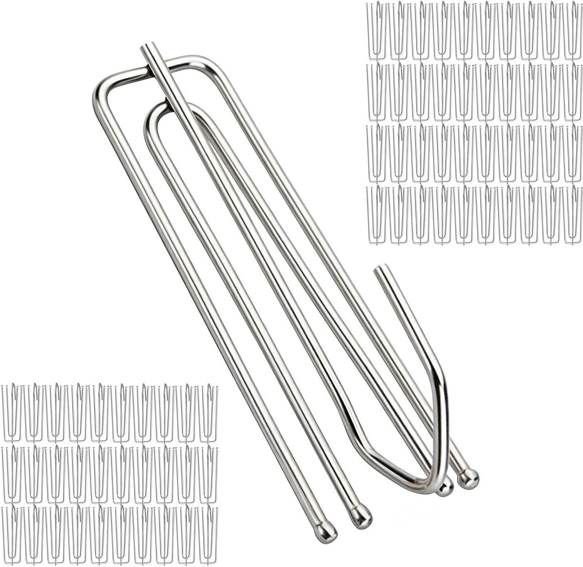 Dailygoods- Gordijnhaken Roestvrij Staal - 4 Klauwen - 70 Stuks - Metalen Gordijnhaken - Eenvoudig te Installeren - Duurzaam en Stabiel